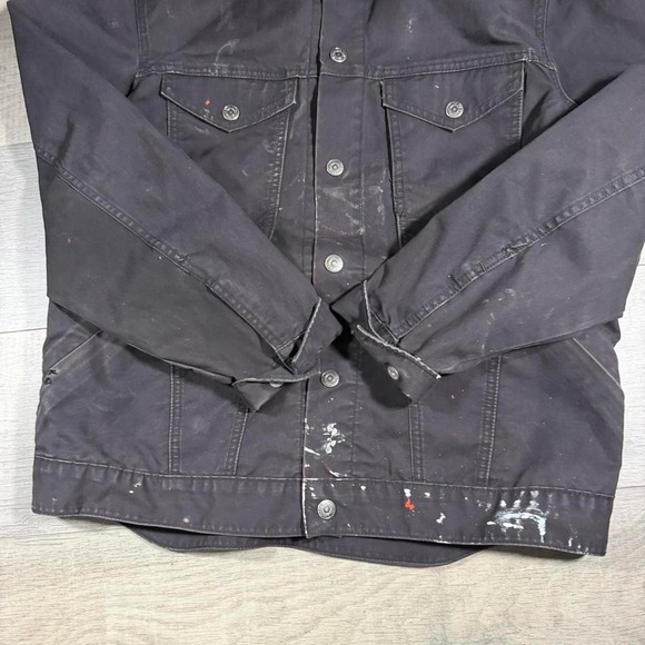 paint splattered black opium distressed Levi Strauss peels so jacket - Picture 2 of 8
